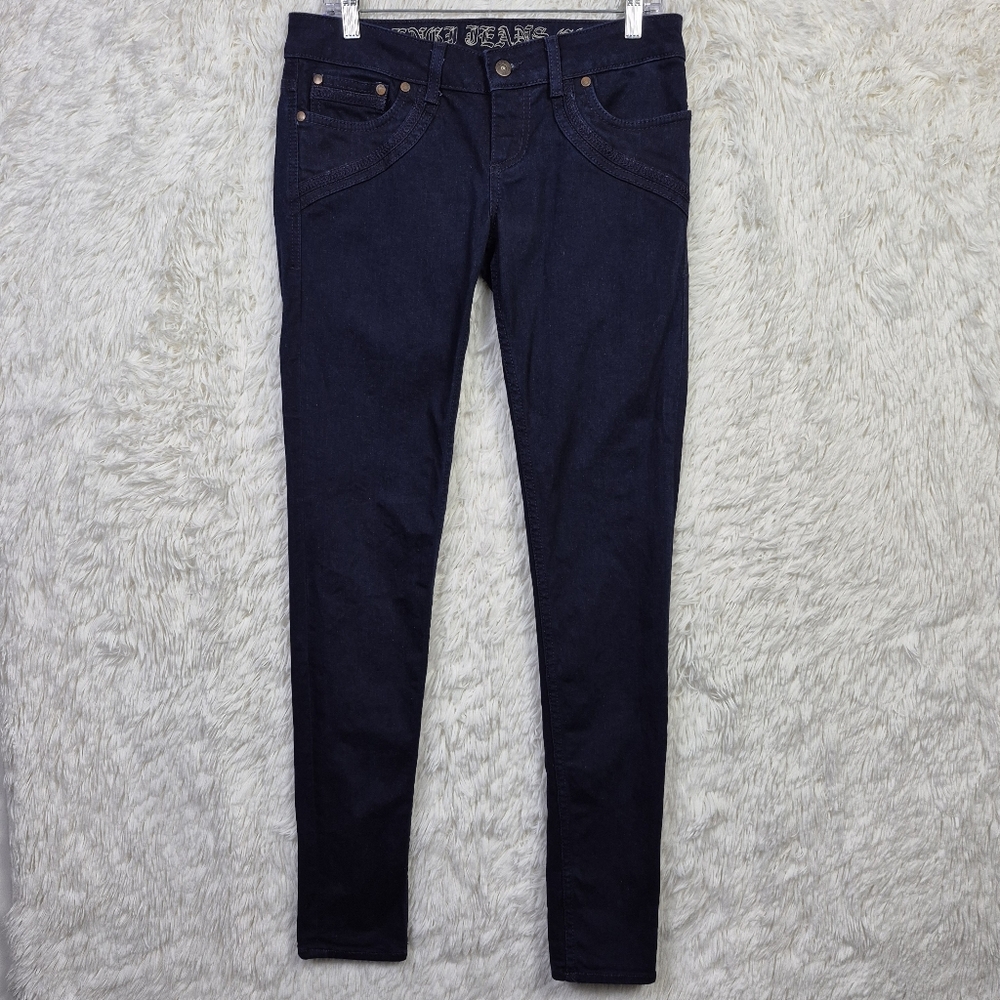 Bengi Jeans Womens Skinny Jeans Dark‎ Wash Sz 28 Stretch Made In USA Edgy Modern